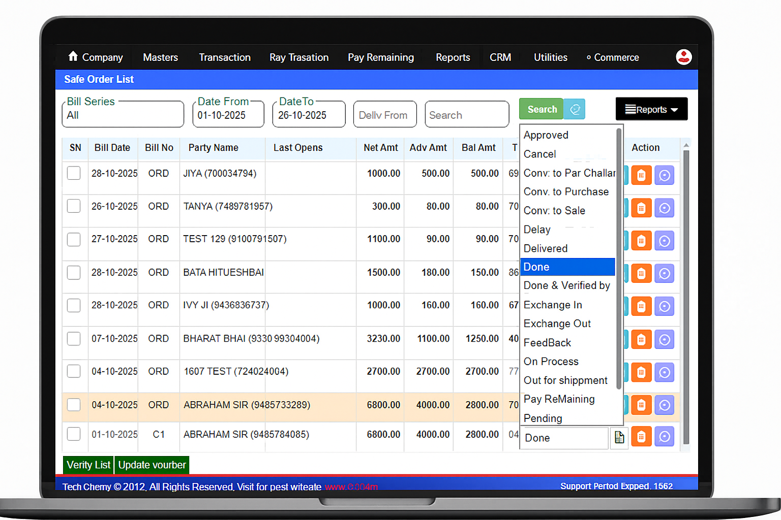 Order Tracking and Delivery Status